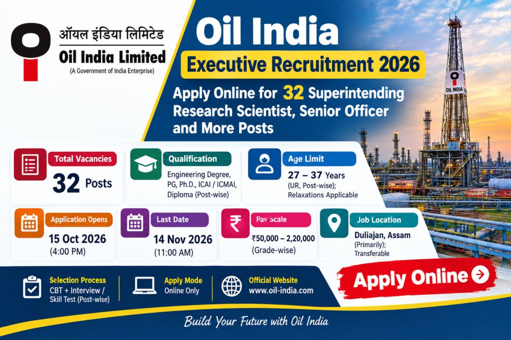 Oil India Executive Recruitment 2026